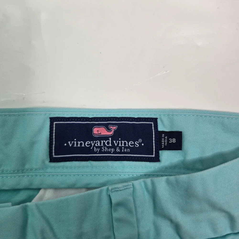 Vineyard Vines Mens Shorts 38 Aqua Mint Green Flat Front Chino 8 Inch Inseam